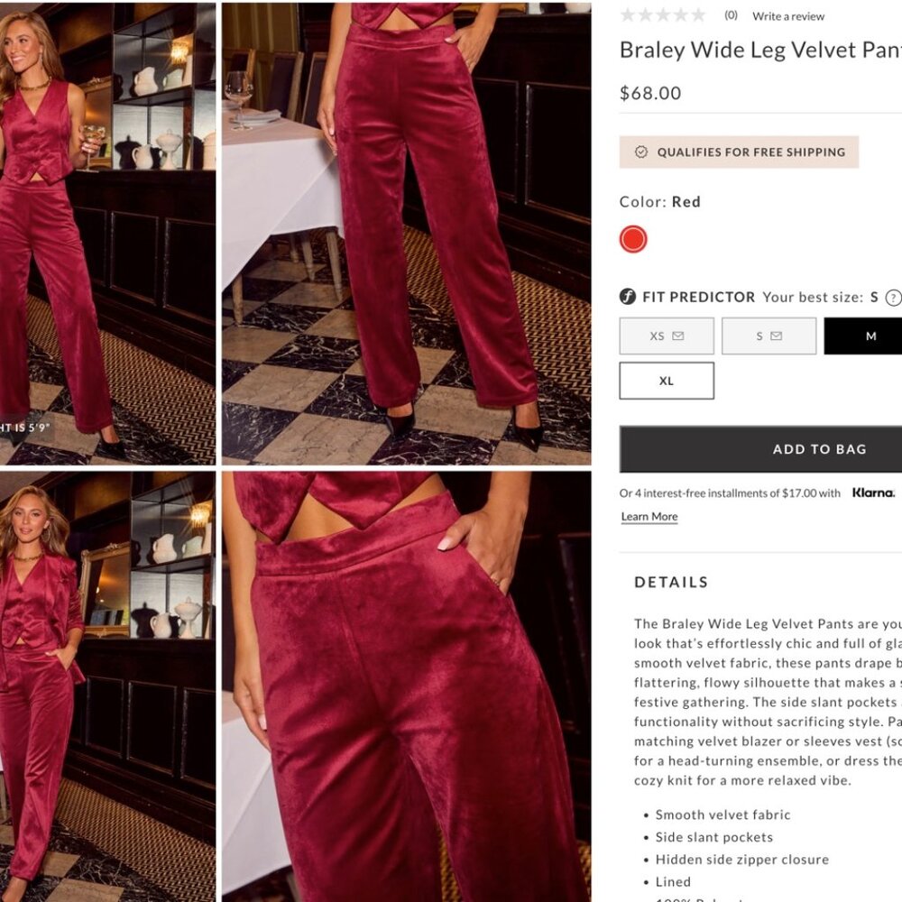 VICI - Braley Wide Leg Velvet Pant - Medium